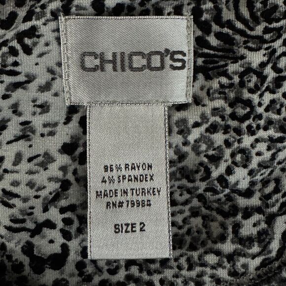 Chico's Leopard Animal Print Blouse Women's Size Large (Chico's Size 2) - Picture 3 of 6